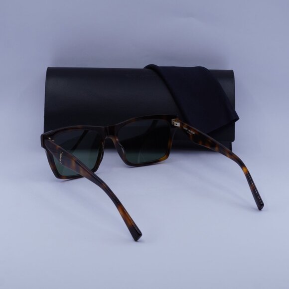 Saint Laurent SLM104 003 Square Sunglasses - Havana/Green - Picture 6 of 13